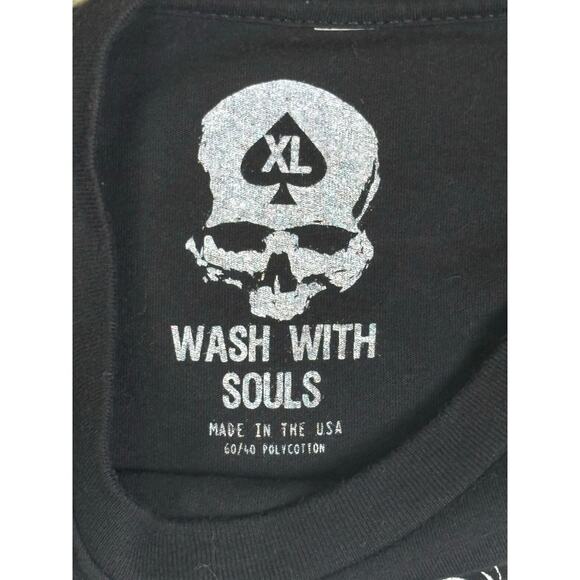 Wash With Souls Fire Rises Skull Graphic T-shirt Men's XL Black Grunge Punk Edgy - Picture 5 of 5
